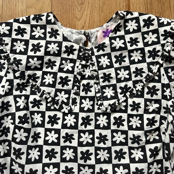 LISA SAYS GAH wendy daisy check black long sleeve blouse victorian size L - Picture 6 of 15